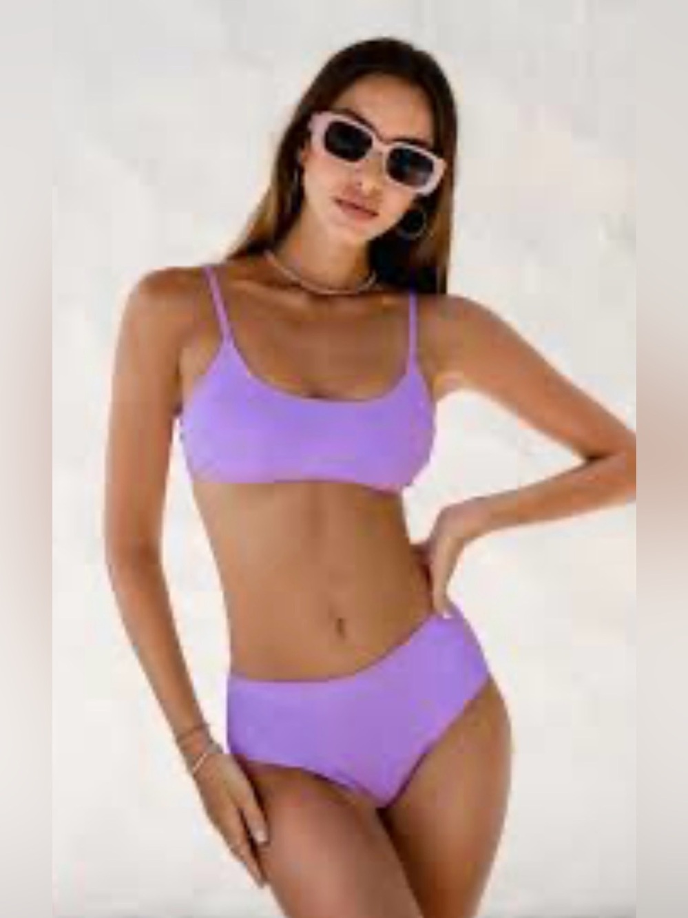 Cupshe Two Piece Swimsuit Bracelet/Full Coverage Bottom Purple Womens Sz  XL NWT